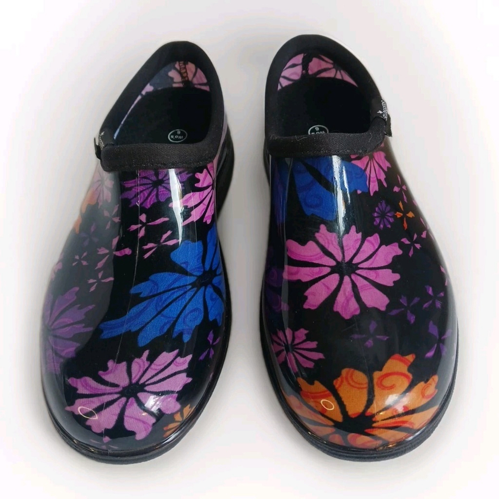 Sloggers Women's Waterproof Gardening Shoes Black Floral Size 6